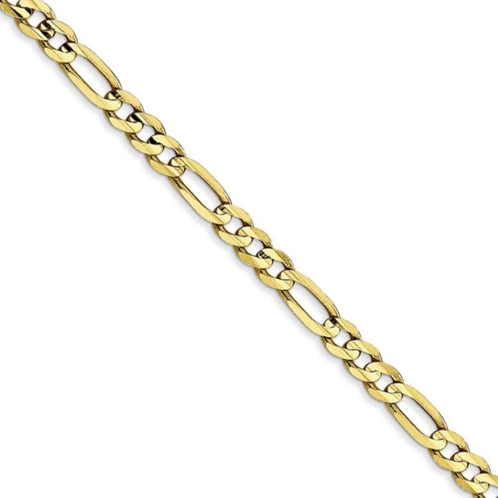 4mm, 10k Yellow Gold, Concave Figaro Chain Necklace, 26 Inch